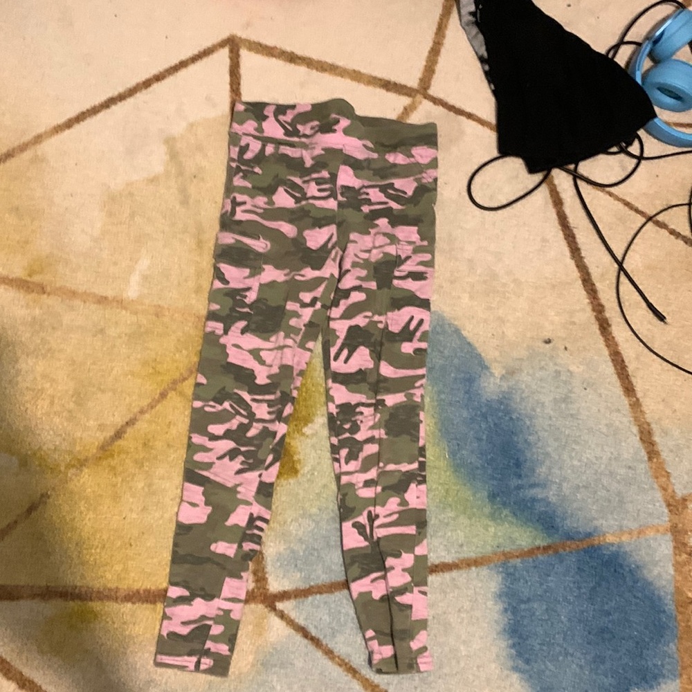 Pink and green camo pants